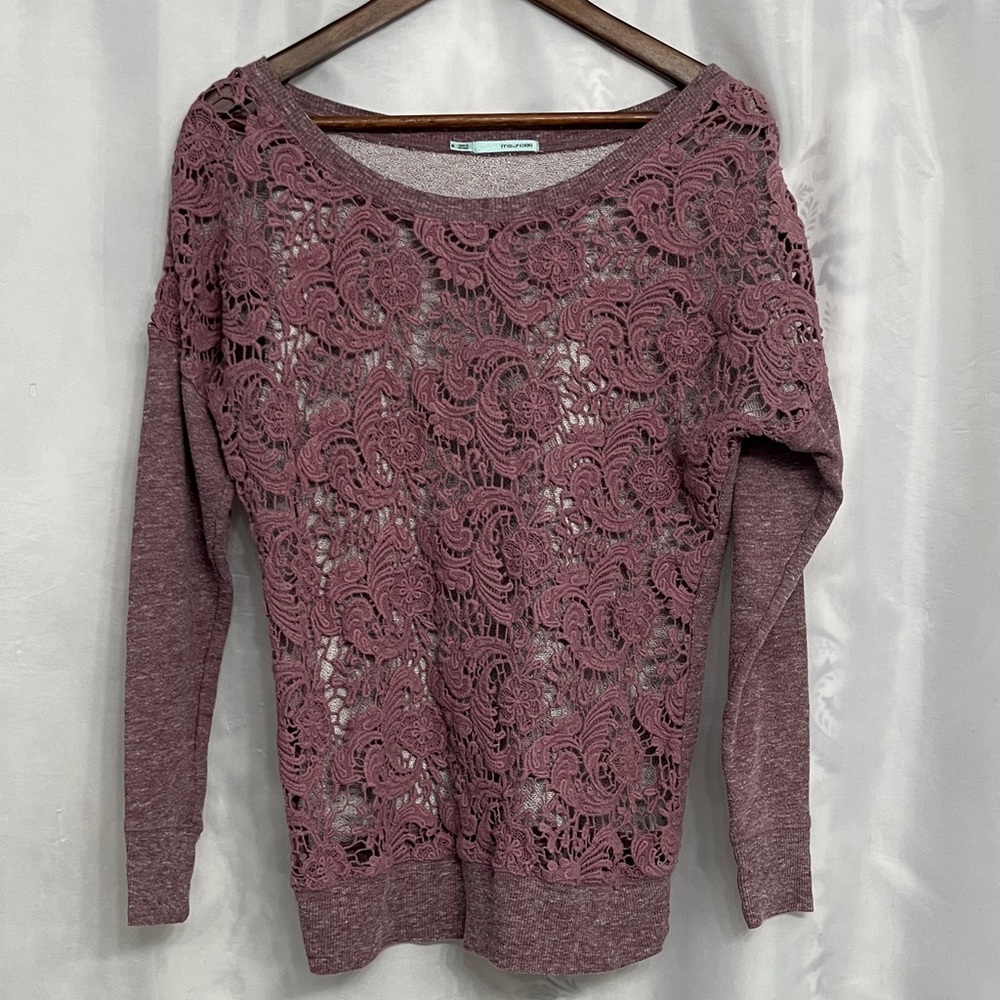 Maurices Lace Knit Sweater - Dusty Rose